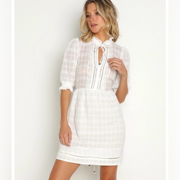 Kivari Serena Babydoll Mini Dress - White - size 10 US - NWT - Picture 5 of 16